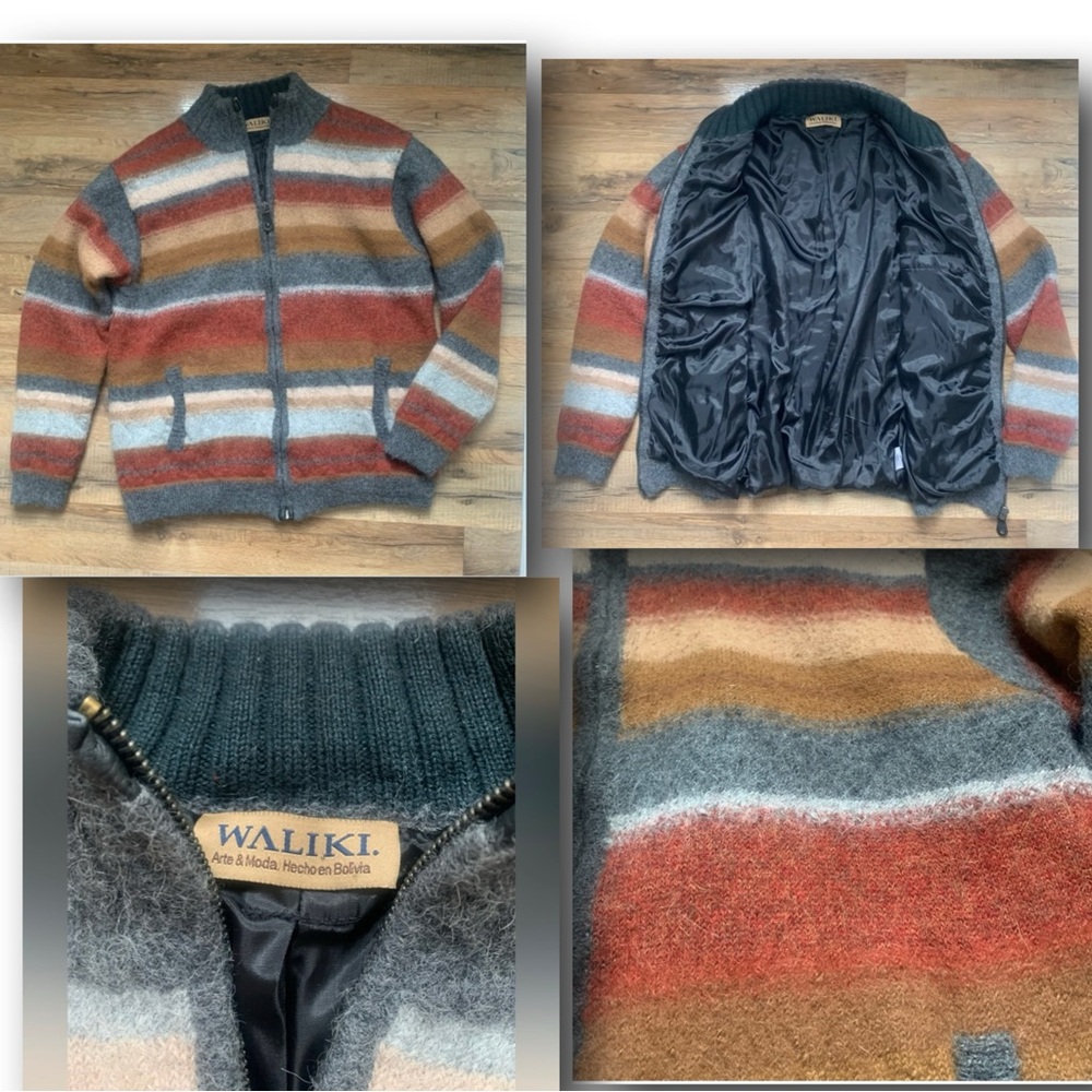 🦙Alpaca Wool🦙WALIKI Cardigan Full Zipper & Lined Gorgeous Colorway  Pockets too!